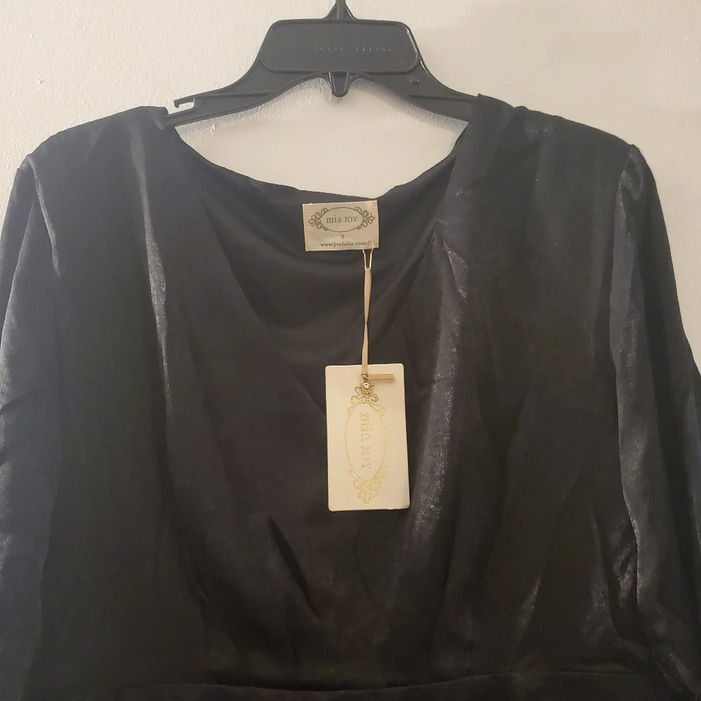 NWT! Joyfolie Mia Joy Marcella Faux Wrap Dress In Black S - Picture 6 of 15